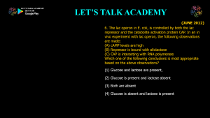 CSIR NET Life Science Previous Year Questions and Solution on Operon