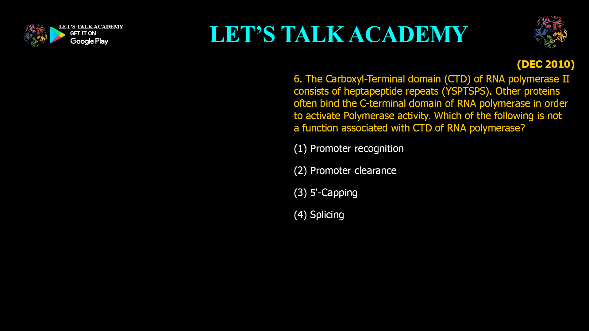 The CTD of RNA polymerase II plays essential roles in promoter clearance, 5′-capping, and splicing during the transcription