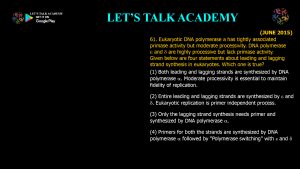 CSIR NET Life Science Previous Year Questions and Solution on DNA REPLICATION