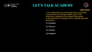 CSIR NET Life Science Previous Year Questions and Solution on Ecological Succession