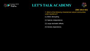 CSIR NET Life Science Previous Year Questions and Solution on Community Ecology