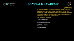 CSIR NET Life Science Previous Year Questions and Solution on EVOLUTION AND BEHAVIOUR