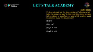 CSIR NET Life Science Previous Year Questions and Solution on EVOLUTION AND BEHAVIOUR