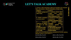 CSIR NET Life Science Previous Year Questions and Solution on Emergence of Evolutionary Thoughts