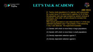 CSIR NET Life Science Previous Year Questions and Solution on The Mechanisms of Evolution