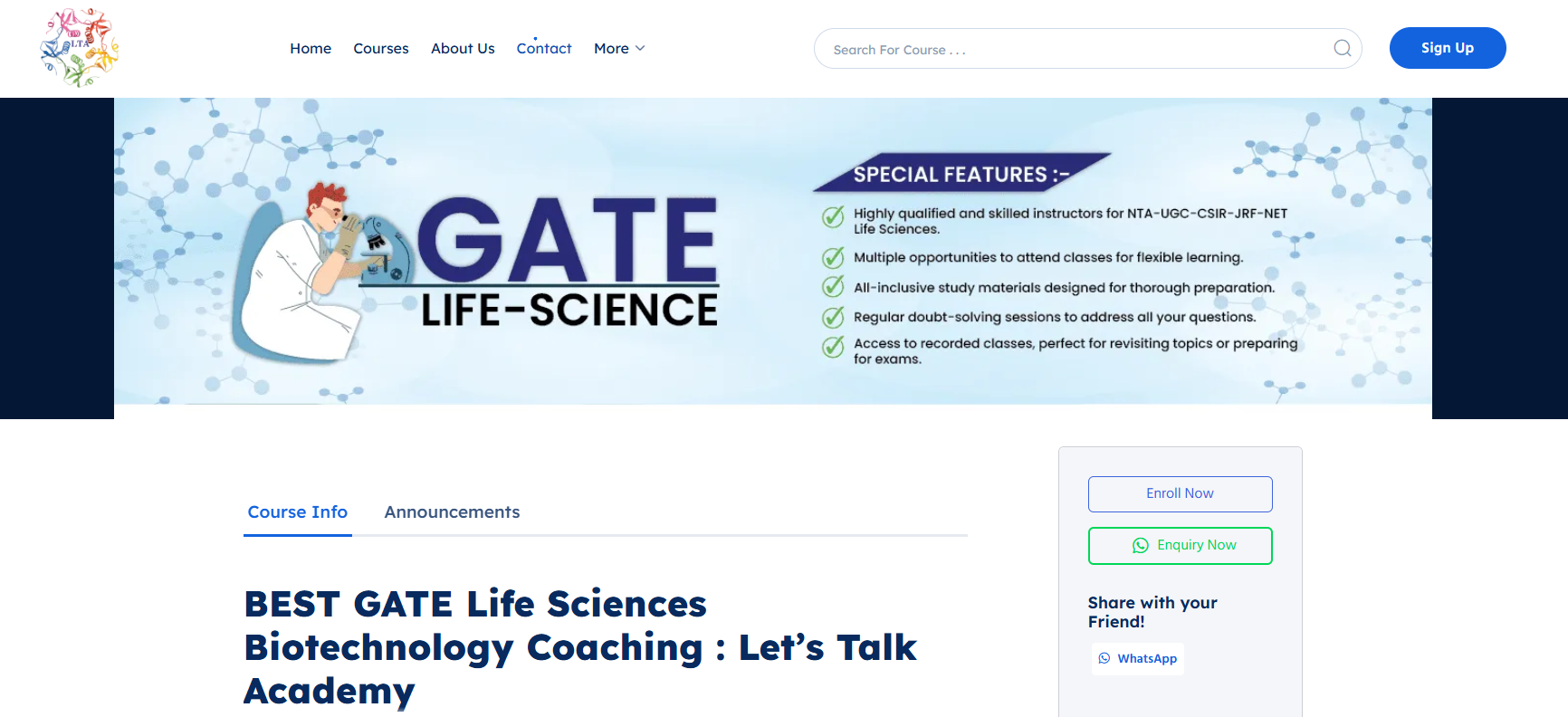 Best gate life sciences biotechnology coaching - letstalkacademy