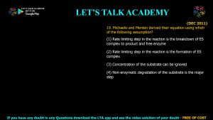CSIR NET Life Science Previous Year Questions and Solution on Enzymes Kinetics