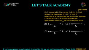CSIR NET Life Science Previous Year Questions and Solution on Enzymes Kinetics