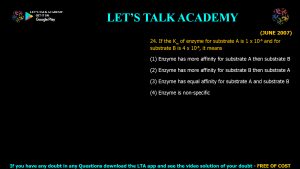 CSIR NET Life Science Previous Year Questions and Solution on Enzymes Kinetics