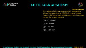 CSIR NET Life Science Previous Year Questions and Solution on Enzymes Kinetics