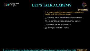 CSIR NET Life Science Previous Year Questions and Solution on Enzymes Kinetics