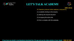 CSIR NET Life Science Previous Year Questions and Solution on Enzymes Kinetics