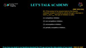 CSIR NET Life Science Previous Year Questions and Solution on Enzymes Kinetics
