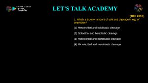 CSIR NET Life Science Previous Year Questions and Solution on Early Development in Animals