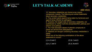 CSIR NET Life Science Previous Year Questions and Solution SECONDARY METABOLITES