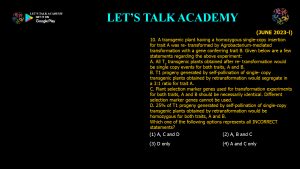 CSIR NET Life Science Previous Year Questions and Solution on Molecular Approaches for Transgene Diagnosis