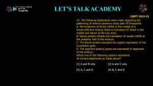 CSIR NET Life Science Previous Year Questions and Solution on Drosophila Development