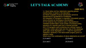 CSIR NET Life Science Previous Year Questions and Solution on Molecular Approaches for Transgene Diagnosis