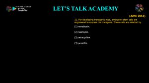 CSIR NET Life Science Previous Year Questions and Solution on Animal Cell Culture and Transgenic Animals