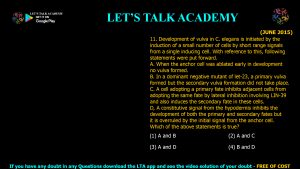 CSIR NET Life Science Previous Year Questions and Solution on Morphogenesis and Organogenesis in Animals