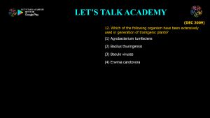 CSIR NET Life Science Previous Year Questions and Solution on Plant Tissue Culture and Transgenic Plants