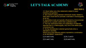CSIR NET Life Science Previous Year Questions and Solution Breeding in Plants and Animals