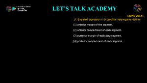 CSIR NET Life Science Previous Year Questions and Solution on Drosophila Development