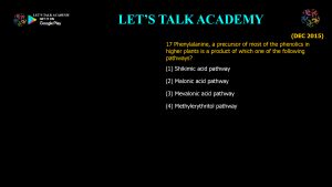 CSIR NET Life Science Previous Year Questions and Solution SECONDARY METABOLITES