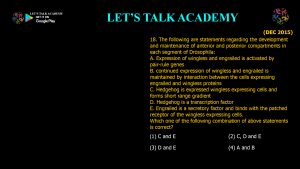 CSIR NET Life Science Previous Year Questions and Solution on Drosophila Development