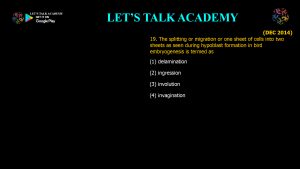 CSIR NET Life Science Previous Year Questions and Solution on Early Development in Animals