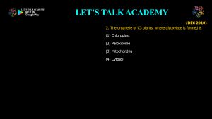 CSIR NET Life Science Previous Year Questions and Solution PHOTORESPIRATION AND RESPIRATION