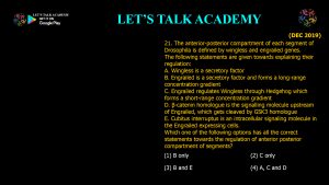 CSIR NET Life Science Previous Year Questions and Solution on Drosophila Development