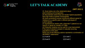 CSIR NET Life Science Previous Year Questions and Solution Breeding in Plants and Animals