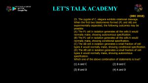 CSIR NET Life Science Previous Year Questions and Solution on Basic Concepts of Development