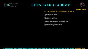 CSIR NET Life Science Previous Year Questions and Solution on Morphogenesis and Organogenesis in Animals