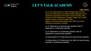 CSIR NET Life Science Previous Year Questions and Solution on Basic Concepts of Development