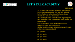 CSIR NET Life Science Previous Year Questions and Solution PHOTOSYNTHESIS