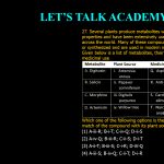 27. Several plants produce metabolites with important medicinal properties and have been extensively used in traditional medicine across the world. Many of these compounds can now be purified or synthesized and are used in modern medicine. Given below is a list of metabolites, their plant source and medicinal use Metabolite Plant Source Medicine Use A. Digitoxin i. Artemisia Q. Aspirin annua B. Salicin ii. Papaver R. Anti-malarial somniferum C. Morphine iii. Digitalis S. Cardiac purpurea ailment D. Artemisin iv. Willow tree T. Narcotic analgesic Which one of the following options is the most appropriate match of the compound with its plant source and use? (1) A-iii-R; B-i-T; C-iv-Q; D-ii-S (2) A-iv-Q; B-iii-R; C-ii-S; D-i-T (3) A-ii-T; B-iii-S; C-i-R; D-iV-Q (4) A-iii-S; B-iv-Q; C-ii-T; D-i-R