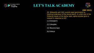 CSIR NET Life Science Previous Year Questions and Solution Plant Hormones