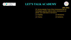 CSIR NET Life Science Previous Year Questions and Solution on CHROMOSOMES ABERRATIONS