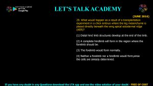 CSIR NET Life Science Previous Year Questions and Solution on Morphogenesis and Organogenesis in Animals