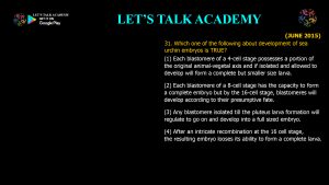 CSIR NET Life Science Previous Year Questions and Solution on Basic Concepts of Development