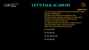 CSIR NET Life Science Previous Year Questions and Solution on Morphogenesis and Organogenesis in Plants