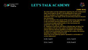 CSIR NET Life Science Previous Year Questions and Solution on Development Biology