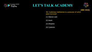 CSIR NET Life Science Previous Year Questions and Solution Plant Hormones