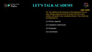 CSIR NET Life Science Previous Year Questions and Solution on Basic Concepts of Development