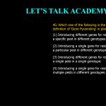 40. Which one of the following is the most appropriate definition of 'Gene Pyramiding' in plants? (1) Introducing different genes for resistance to a specific pest in different genotypes. (2) Introducing a single gene for resistance to a particular pest in different genotypes. (3) Introducing different genes for resistance to a single pest in a single genotype. (4) Introducing a single gene for resistance to multiple pests in different genotypes