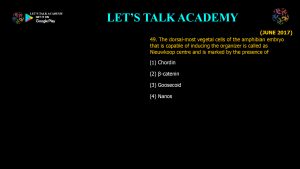 CSIR NET Life Science Previous Year Questions and Solution on Early Development in Animals
