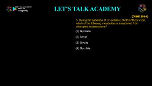 CSIR NET Life Science Previous Year Questions and Solution PHOTORESPIRATION AND RESPIRATION