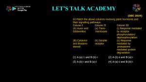 CSIR NET Life Science Previous Year Questions and Solution Plant Hormones